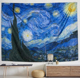 IcosaMro Starry Night Tapestry Wall Hanging, V. Gogh Art Wall Tapestries [60x82.7''][Double-Folded Hems]- Star Blanket Tablecloth for Bedroom, Dorm, College, Living Room, Blue