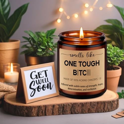 LEADO Scented Candles - Breast Cancer Survivor Gifts for Woman - Chemo Comfort Items, Cancer Care Gifts for Women - Funny Mastectomy, Cheer Up, Surgery Recovery Present for Chemo Patients, Mom