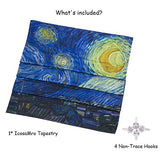 IcosaMro Starry Night Tapestry Wall Hanging, V. Gogh Art Wall Tapestries [60x82.7''][Double-Folded Hems]- Star Blanket Tablecloth for Bedroom, Dorm, College, Living Room, Blue