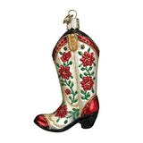 Old World Christmas Cowgirl Boot Glass Blown Ornament for Christmas Tree, Handcrafted Holiday Decoration, Western Collection