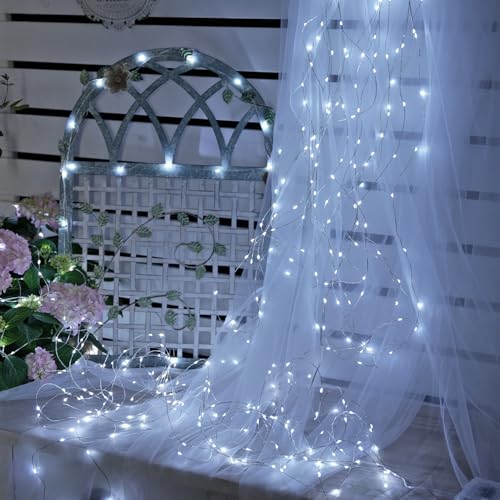 JMEXSUSS 4 Pack 50 LED Fairy Lights Battery Operated, 16.1ft White Fairy Lights for Bedroom, Silver Wire Twinkle String Lights Indoor for Party Wedding Birthday Decorations