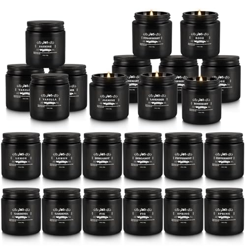 Scented Candle Set 24 Pack,Black, Candle for Home Scented, Odor Eliminating, Stress Relief, Long Lasting Soy Wax Gift Set
