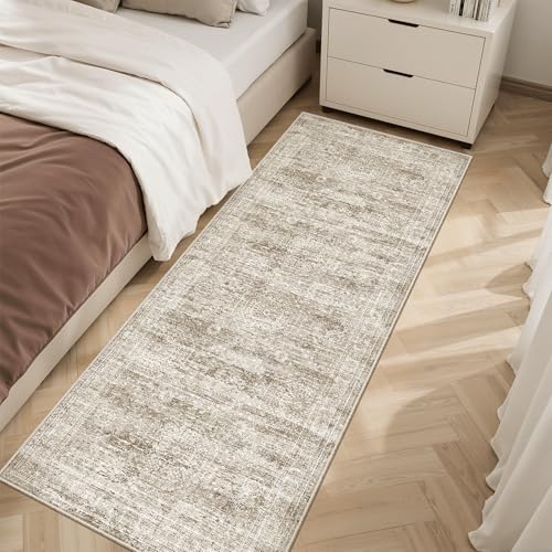 Soalmost Runner Rug 2x6 Washable Kitchen Hallway Runners Non-Slip Brown