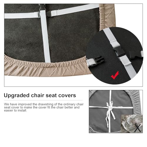 Genina Waterproof Seat Covers for Dining Room Chairs Covers Dining Chair Cover Kitchen Chair Covers (Khaki, 4 Pcs)