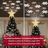 Winpull Christmas Tree Topper Lighted with 6 Pattern Projection Modes, Christmas Star Tree Topper Built-in LED Rotating Lights, Gold 3D Glitter Dynamic Projector for Christmas Decorations