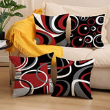 Red and Black Throw Pillow Covers 18x18 Set of 4,Grey Modern Abstract Pillowcases,Gray Geometric Circle Pattern Decor for Sofa Couch Living Room Bedroom Home Outdoor