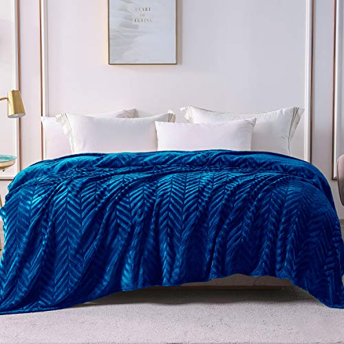 Whale Flotilla Soft Flannel Fleece Bed Blanket Twin XL Size, Royal Blue