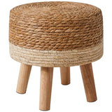 YMYNY Foot Stool,12.6"Round Small Ottoman, Natural Seagrass Hand Weave