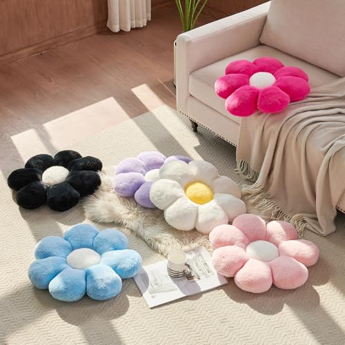 Xuyier Flower Pillow, Decorative Throw Pillow, 14.9“ Cute Daisy Pillow, Aesthetic Fun Decor Pillows for Bed, Flower Shaped Accent Cozy Pillow for Couch