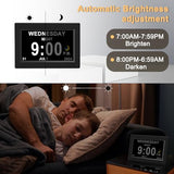 CAZOKASI 8inch Extra Large Impaired Vision Digital Alarm Clock with Day and Time for Elderly Calendar Clock No Battery Plug-in Power Outage Memory DST Auto Dimmable Clock