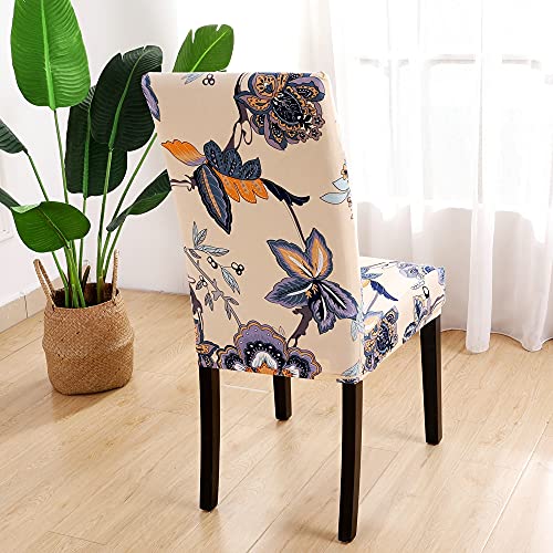 HAPPYDOG Stretch Dining Chair Covers Removable Washable Slipcovers for Home Party Hotel Wedding Ceremony (BB-Flower, Pack of 5)