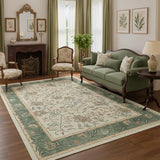 GarveeHome 5x7 Area Rug Sage Green Washable Rugs for Living Room Bedroom, Soft Low Pile Non Slip French Country Floor Mat Botanical Floral Print Throw Rug Indoor Carpet Dining Room Playroom