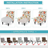 Iauddy Armless Accent Slipper Chair Cover Slipcover,Stretch Spandex Printed Removable Non-Slip Silp Cover for Accent Chair Without Arms Furniture Protector for Living Dining Room(Beige/Orange, 1)