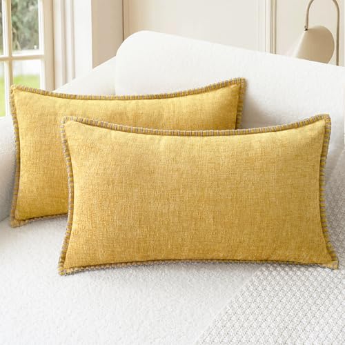 CaliTime Decorative Couch Throw Pillow Covers 20 X 12 Inches Gold