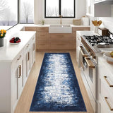 GarveeHome Entryway Rug 2.5x8 Washable Modern Abstract Small Blue