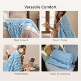 Bedsure Light Blue 3D Wave Fleece Throw Blanket for Couch - GentleSoft Spring Fluffy Blanket for Sofa Bed Room Decor, Super Cozy Fleece Throw for Women, Warm Cute All Season Gift, 50x60 Inches