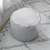 MOCOFO Decoration Pouf Cover Unstuffed Round for Living Room, Cotton Woven Poufs ，Ottoman Foot Stool（Grey Stripes,40x40x25cm）