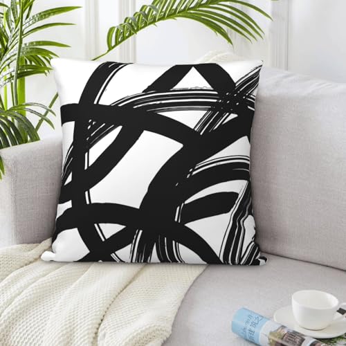 Lcokin Black and White Striped Throw Pillow Covers 18x18 in Set of 2, Decorative Abstract Art Boho Line Outdoor Pillow Case Square Cushion Covers for Farmhouse Sofa Bed Couch Living Room