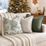 Set of 2 Decorative Floral Pillow Covers 22x22 Inch Dark Green