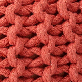 Poona Handcrafted Modern Cotton Pouf, Coral