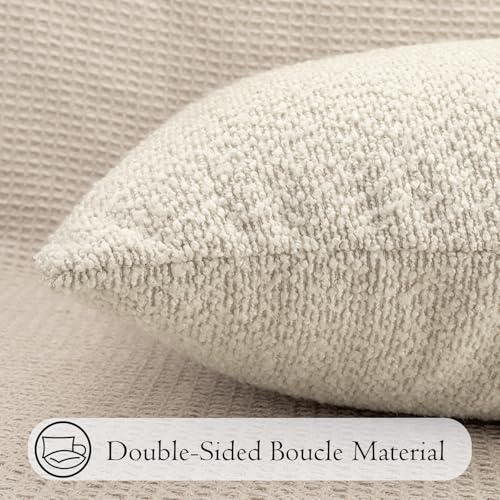 Boucle Throw Pillow Covers 12x20 inch Cream