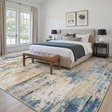 9x12 Area Rugs for Living Room Large Washable Abstract Rug Brown/Blue