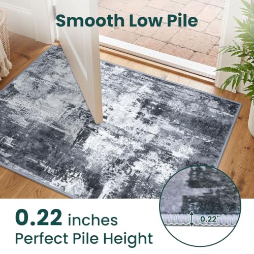 KOZYFLY Modern Runner Rug 2x6 Washable Multi-Grey Hallway Runner