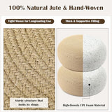 Briwooody 2 Pcs Handmade Round Jute Low Pouf Ottoman - Braided Floor Seating Cushion, 16" x 16" x 8" Natural Fiber Foot Rest Stool, Boho Decor for Living Room, Bedroom, and Patio