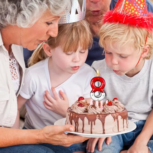 Cartoon White and red Lightning Cake Candle Digital Anime Cartoon Birthday Candle Cake Decoration Animation Birthday Decoration Party Supplies(8)