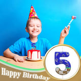 Number 5 Golden Rings Blue Birthday Candle 5 Candle Blue Cake Topper for Boys Girls Hedgehog Cartoon Theme Birthday Party Decorations