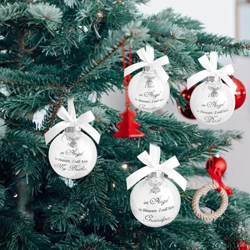 Christmas Memorial Feather Ball Angel Ornament I Have an Angel in Heaven I Call Her Mom Family Memorial Loss of Loved One Hanging Pendant Xmas Tree Décor