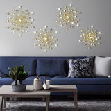 Blulu 4 Pcs Metal Wall Decor Bling Crystal Wall Art Cast Iron Rhinestones Sunburst Decor Starburst Art Hanging Diamond Accents Home Decorative for Living Room Bedroom Entryway(Gold)