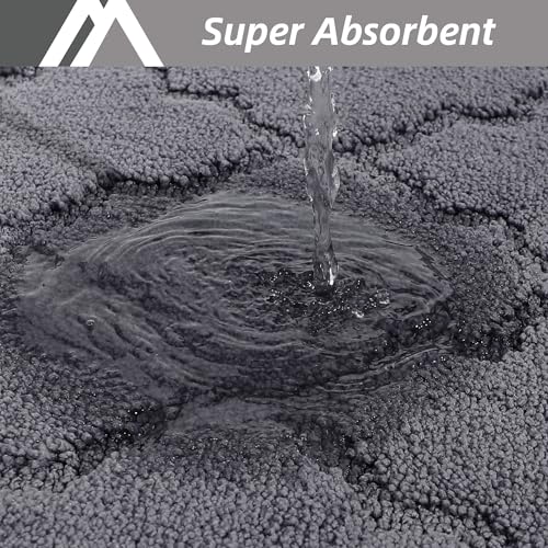 COSY HOMEER Soft Kitchen Floor Mats for in Front of Sink Super Absorbent Kitchen Rugs 20"x59" Non-Skid Standing Mat Washable,Polyester,Dark Grey