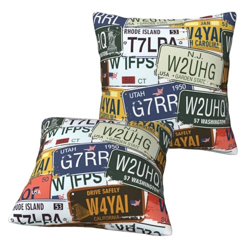 License Plate Deluxe Fabric Throw Pillows,Square Lumbar Pillows,Elegant Addition to Any Room