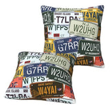 License Plate Deluxe Fabric Throw Pillows,Square Lumbar Pillows,Elegant Addition to Any Room