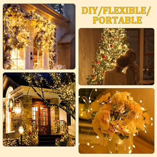 Timer Led Fairy Lights,1 Pack Mini Battery Powered Silver Wire Starry Tiny String Light,Battery Operated Micro Lights for Bedroom,Christmas,Parties,Wedding,Centerpiece,Decoration (5m/16ft Warm White)