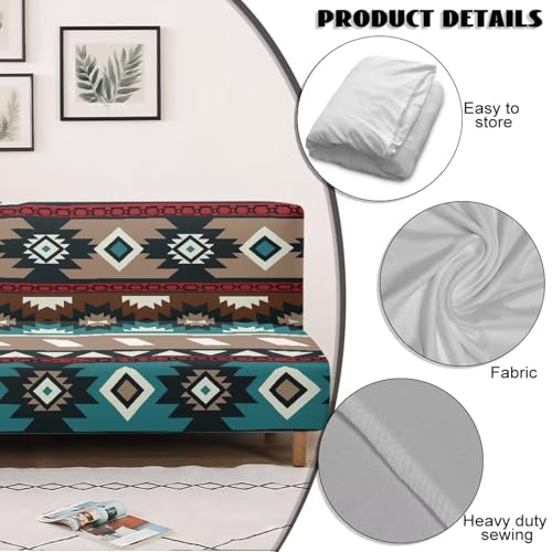 Aztec Ethnic Geometric Futon Covers Slipcover Stretchable Futon Chair Slipcovers Non Slip Furniture Decor Dustproof Sofa Covers Daily Decor