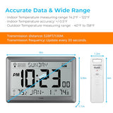 HODIK Wall Clock Atomic with Indoor Outdoor Temperature Battery Powered, Easy Reading with 10.5 Inch LCD Display, 330FT Range Table Wall Clock with DST, 12/24 Hour for Living Room Kitchen (Silver)