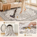 8x10 Area Rugs for Living Room: Non Slip Neutral Washable Brown Rug, Soft Stain Resistant Indoor Floor Carpets for Bedroom Dining Decor Farmhouse Home Office Kid & Pet Friendly
