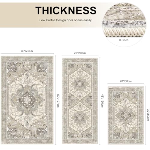 Washable Kitchen Runner Rugs Set of 2 with Non Slip Rubber Backing