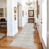 Washable 3x16 Long Hallway Runner:Non Slip Rug Geometric Grey