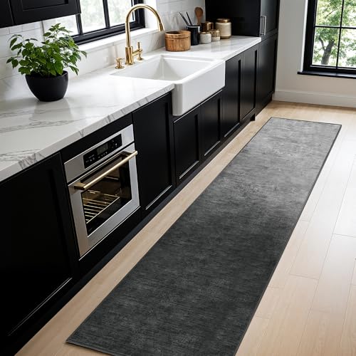 2.6x6 Washable Area Rug, Gray Solid Area Rugs for Living Room & Bedroom