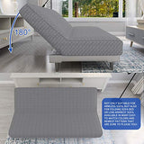 MAXIJIN Jacquard Futon Cover Stretch Armless Futon Sofa Cover Soft Futon Slipcover with Elastic Bottom Thick Sofa Bed Furniture Protector Covers, Machine Washable (Light Gray)