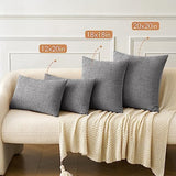 MIULEE Pack of 2 Couch Throw Pillow Covers 18x18 Inch Soft Dark Gray Chenille Pillow Covers for Sofa Living Room Solid Dyed Pillow Cases