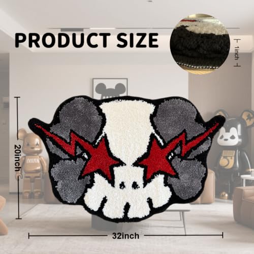 Ka-Ws Style Graphic Rug 32x20 Inch – Cool Rugs for Bedroom & Bathroom, Soft Absorbent Non-Slip Machine Washable Area Rug for Kids & Teens, Hypebeast Room Decor (32"x20")