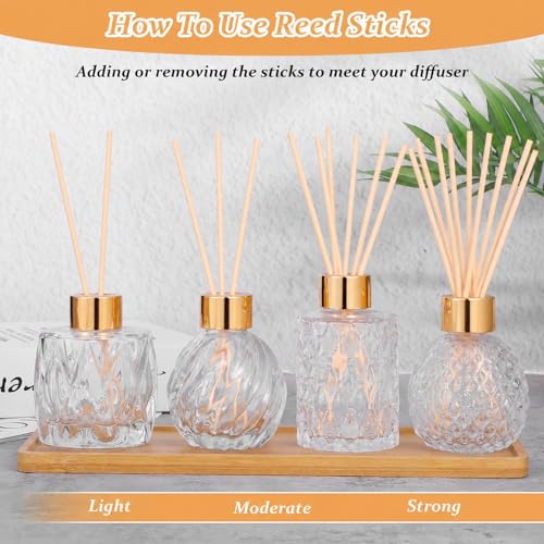 8 Pcs Bathroom Reed Diffuser Sets with 40 Natural Sticks, 3.4oz Empty Glass Bottles & Gold Caps, Bathroom Diffuser with Sticks for Home Office Aromatherapy Decor