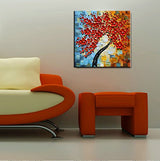 YaSheng Art - 24x24inch Wall Art,Hand Painted oil painting, Modern Abstract Floral Oil Painting, Wall Art for Living Room, Bedroom Wall Decor, 3D Textured Framed Red Floral Paintings, Modern Home Office Wall Decor