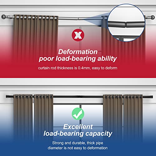 Alskarhem Black Curtain Rods for Windows 32 to 90 Inch,5/8 Inch Small Curtain Rod Set With Brackets