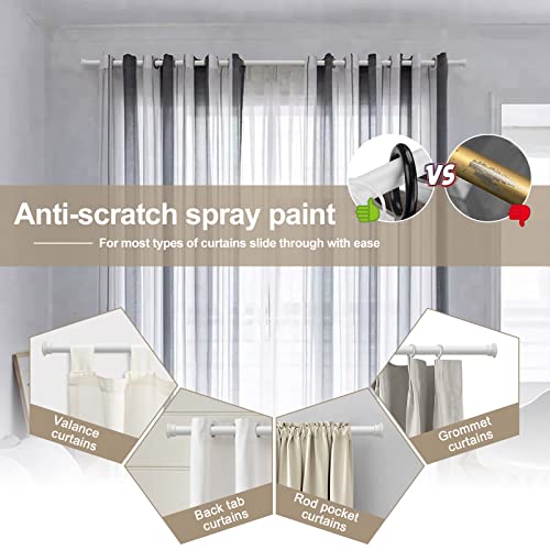 White Curtain Rods for Windows 28 to 50 Inch - 5/8” Heavy Duty Curtain Rods Set,Decorative Cafe Drapery Rods with Brackets - Matte Rustic