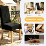Waterproof Dining Chair Covers Set of 6, Stretch Parson Chair Slipcovers for Kitchen/Dining Room, Seat Covers for Chairs with Anti-Slip, Ideal for Party & Daily Use, Leaves-Black